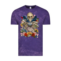 Cloud Purple Flower Boho Skull Skeleton Vintage Tee - RanaPortraitStore