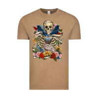 Vintage Coffee Flower Boho Skull Skeleton Vintage Tee - RanaPortraitStore