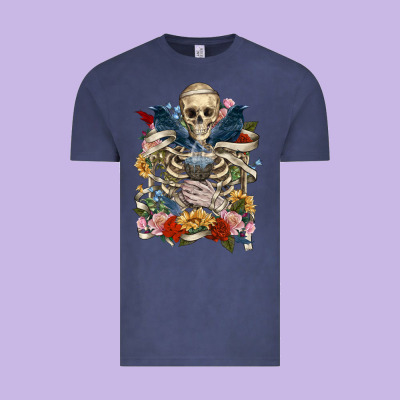 Vintage Tee Flower Boho Skull Skeleton