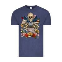 Vintage Denim Flower Boho Skull Skeleton Vintage Tee - RanaPortraitStore