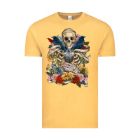 Vintage Mustard Flower Boho Skull Skeleton Vintage Tee - RanaPortraitStore