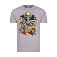 Vintage Zinc Flower Boho Skull Skeleton Vintage Tee - RanaPortraitStore
