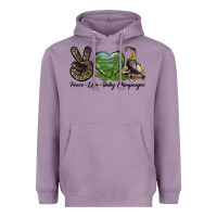 Lavender Leopard Peace Love Baby Chimpanzee Heavyweight Hoodie - LillyAllenDesigns