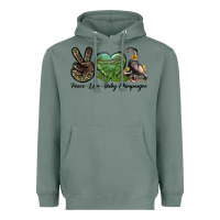 Sage Leopard Peace Love Baby Chimpanzee Heavyweight Hoodie - LillyAllenDesigns