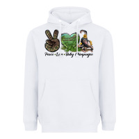 White Leopard Peace Love Baby Chimpanzee Heavyweight Hoodie - LillyAllenDesigns