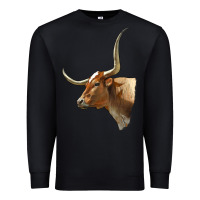 Black Texas Longhorn Cow Face Premium Sweatshirt - LillyAllenDesigns