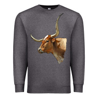 Charcoal Heather Texas Longhorn Cow Face Premium Sweatshirt - LillyAllenDesigns