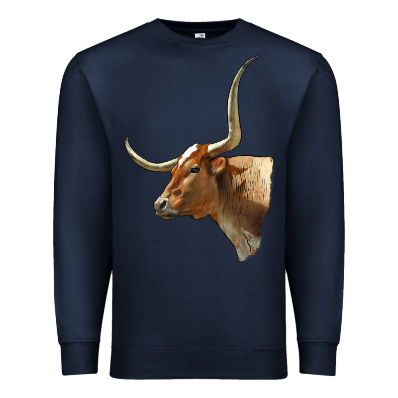 Texas Longhorn Cow Face Premium Sweatshirt by LillyAllenDesigns | Teevron