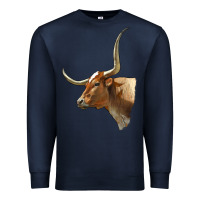 Navy Texas Longhorn Cow Face Premium Sweatshirt - LillyAllenDesigns