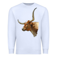 White Texas Longhorn Cow Face Premium Sweatshirt - LillyAllenDesigns