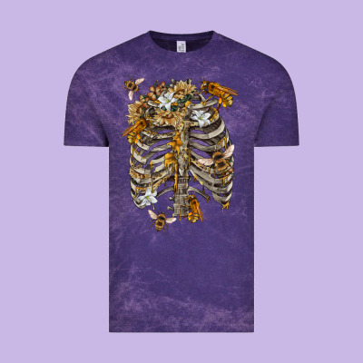 Vintage Tee Flower rib cage bees
