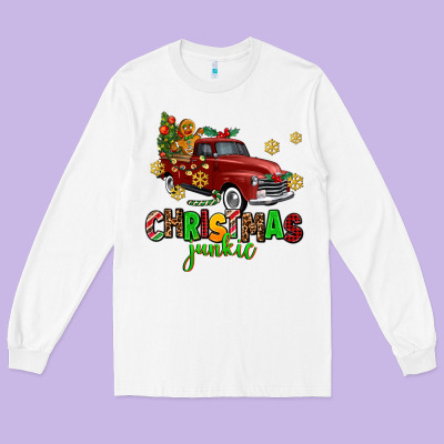 Christmas Junkie Long Sleeve Tee Designed By Adodesignshop