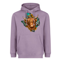 Lavender Texas map long haired shaggy cow Heavyweight Hoodie - Jasminsmagicworld