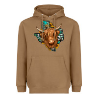 Toasted Coconut Texas map long haired shaggy cow Heavyweight Hoodie - Jasminsmagicworld