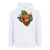 White Texas map long haired shaggy cow Heavyweight Hoodie - Jasminsmagicworld