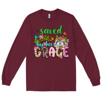 Burgundy Saved by his grace Long Sleeve Tee - Neo Western