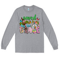 Heather Grey Saved by his grace Long Sleeve Tee - Neo Western