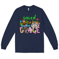 Navy Saved by his grace Long Sleeve Tee - Neo Western