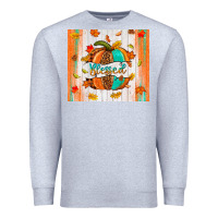 Heather Grey blessed pumpkin Premium Sweatshirt - NancyCooperArtShop