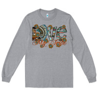 Heather Grey love my tribe Long Sleeve Tee - SublimationCraftShop