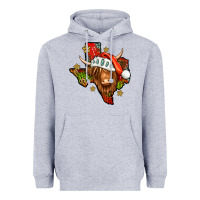 Heather Grey Shaggy cow Texas Christmas Heavyweight Hoodie - Jasminsmagicworld