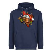 Navy Shaggy cow Texas Christmas Heavyweight Hoodie - Jasminsmagicworld