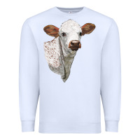 White Texas Longhorn Calf Face Premium Sweatshirt - LillyAllenDesigns