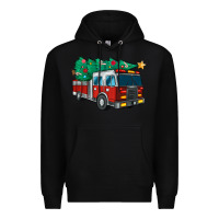 Black christmas fire truck Premium Hoodie - MaliasSmallBusiness