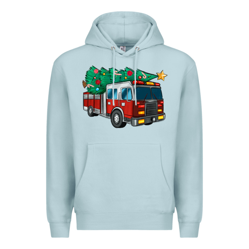 Christmas Fire Truck Premium Hoodie by MaliasSmallBusiness | Teevron