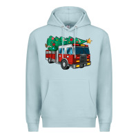 Blue Mist christmas fire truck Premium Hoodie - MaliasSmallBusiness