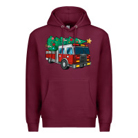Burgundy christmas fire truck Premium Hoodie - MaliasSmallBusiness