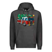 Charcoal Heather christmas fire truck Premium Hoodie - MaliasSmallBusiness