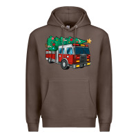 Coffee christmas fire truck Premium Hoodie - MaliasSmallBusiness