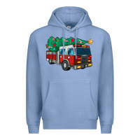 Colony Blue christmas fire truck Premium Hoodie - MaliasSmallBusiness