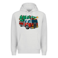 Dove Grey christmas fire truck Premium Hoodie - MaliasSmallBusiness