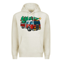 Oatmeal Heather christmas fire truck Premium Hoodie - MaliasSmallBusiness