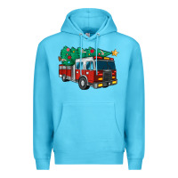 Ocean Blue christmas fire truck Premium Hoodie - MaliasSmallBusiness