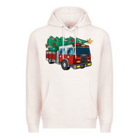 Pale Pink christmas fire truck Premium Hoodie - MaliasSmallBusiness