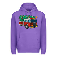 Purple christmas fire truck Premium Hoodie - MaliasSmallBusiness