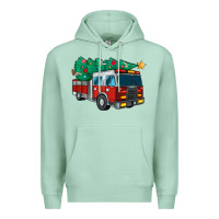 Seafoam christmas fire truck Premium Hoodie - MaliasSmallBusiness