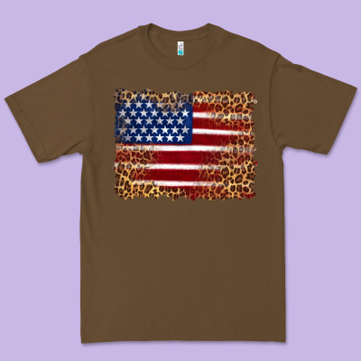American Flag And Leopard Premium Tee Designed By Artiststas