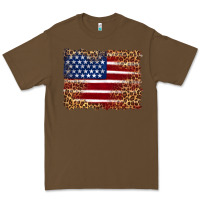 Cacao american flag and leopard Premium Tee - Artiststas