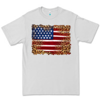 Dove Grey american flag and leopard Premium Tee - Artiststas