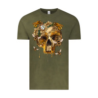 Vintage Olive Flower Skeleton Bees Vintage Tee - RanaPortraitStore