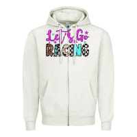 Oatmeal Heather let's go racing Zipper Hoodie - JahusDesignShop