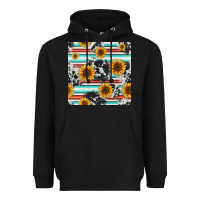 Black serape cowhide sunflowers seamless pattern 12inch Heavyweight Hoodie - Jasminsmagicworld