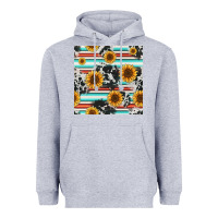 Heather Grey serape cowhide sunflowers seamless pattern 12inch Heavyweight Hoodie - Jasminsmagicworld