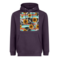 Plum serape cowhide sunflowers seamless pattern 12inch Heavyweight Hoodie - Jasminsmagicworld