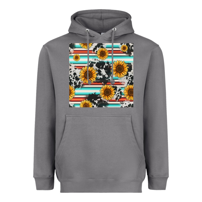 Serape Cowhide Sunflowers Seamless Pattern 12inch Heavyweight Hoodie by Jasminsmagicworld | Teevron
