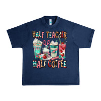 Navy half teacher half coffee Urban Heavy Tee - texasbilliewilder
